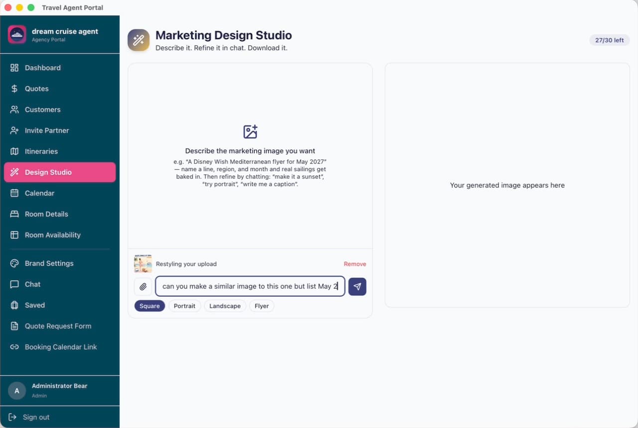 Travel Agent Portal — Marketing Design Studio
