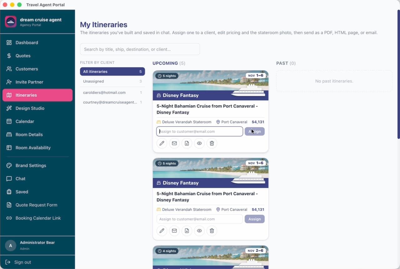 Travel Agent Portal — Client-ready itineraries